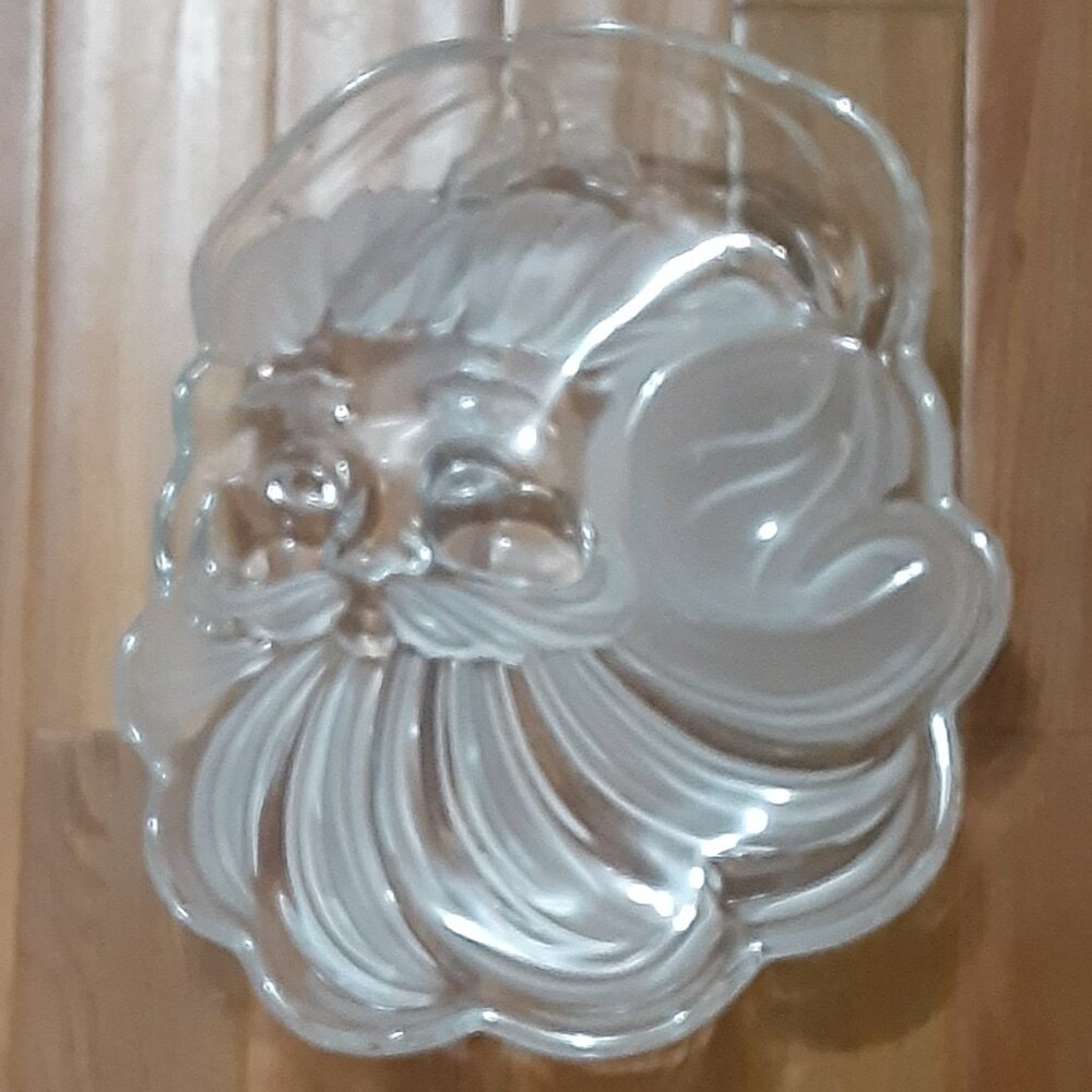 GORHAM CRYSTAL NORTH POLE EXPRESS  SANTA CLAUSE CHRISTMAS CHIP & DIP PLATTER.